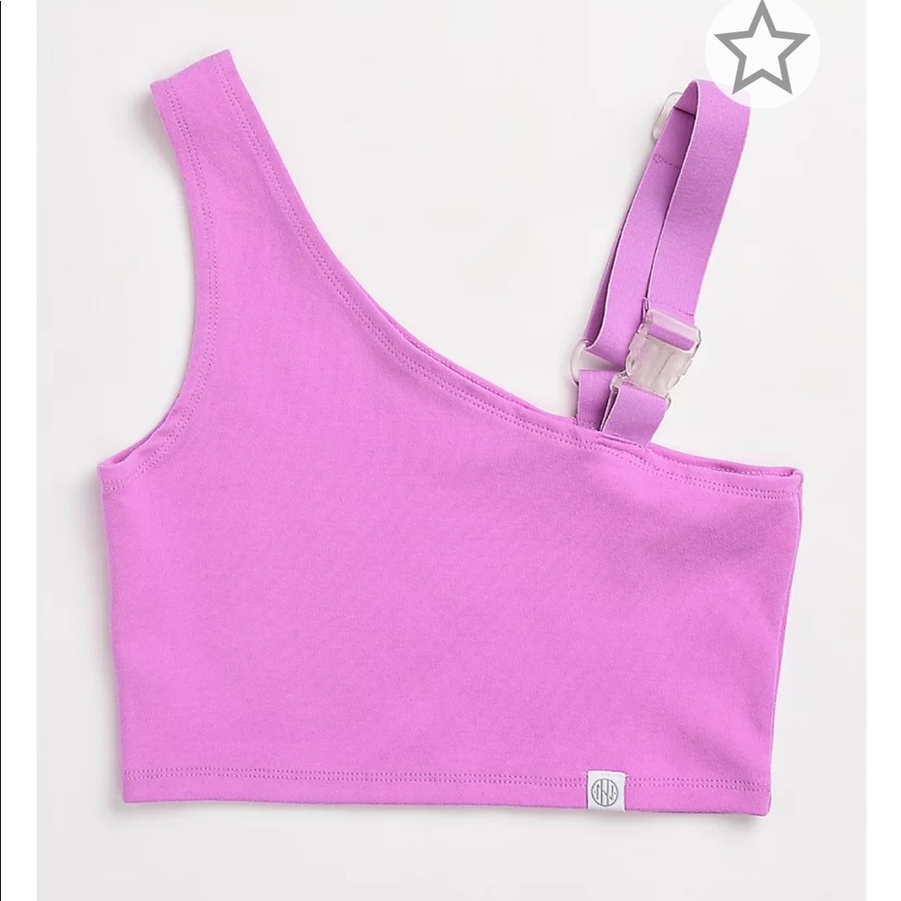 Pinkish purple asymmetrical crop top